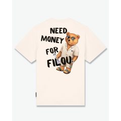 SS25 Oversized Backprint T-Shirt, Need Money - Pearl White