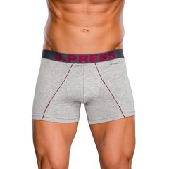   J.Press Boxer Briefs with Condom Pocket and Bold Logo - Grey/Berry