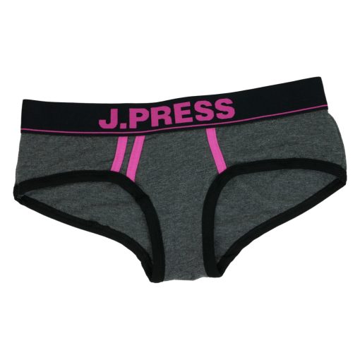 J.Press Boyfriend-Style Women’s Cotton Briefs - Grey/Pink
