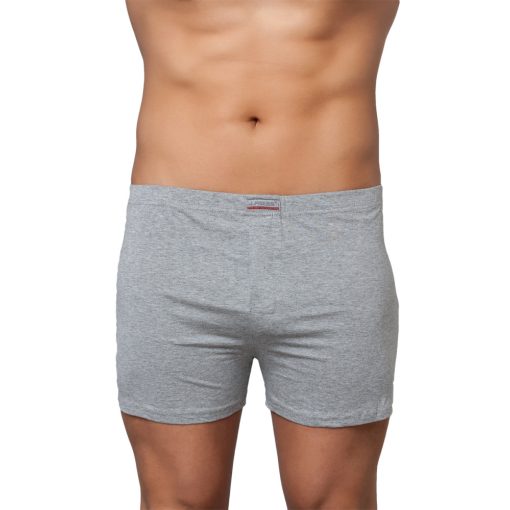 J.Press 100% Cotton Boxer Shorts with Loose Fit - Light Grey