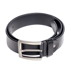   J.PRESS Men's Leather Belt with Traditional Buckle - Black