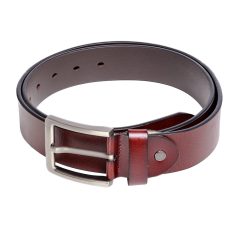   J.PRESS Men's Leather Belt with Traditional Buckle - Brown