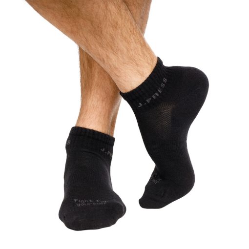 J.Press Men’s Athletic Ankle Socks – Breathable Fabric, Supportive Fit - Black