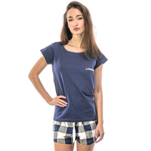 J.Press Women's Printed 100% Cotton Short Pajama Set - Blue